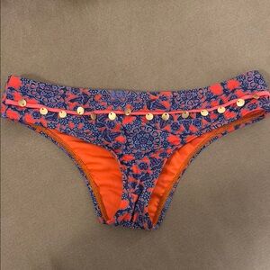 Bikini Lab Pedal to the Medal-lion Wide Hipster Cheeky in Carnation size small